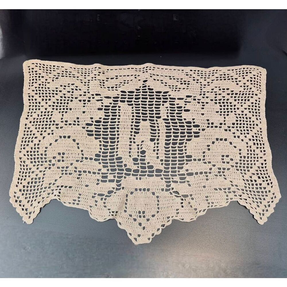 Crochet, Vintage Ecru Cotton Crocheted Furniture Cover, M or W